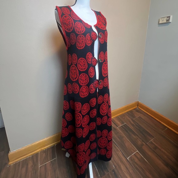 CATY LESCA LONG VEST RED SIZE 2 - Picture 1 of 10